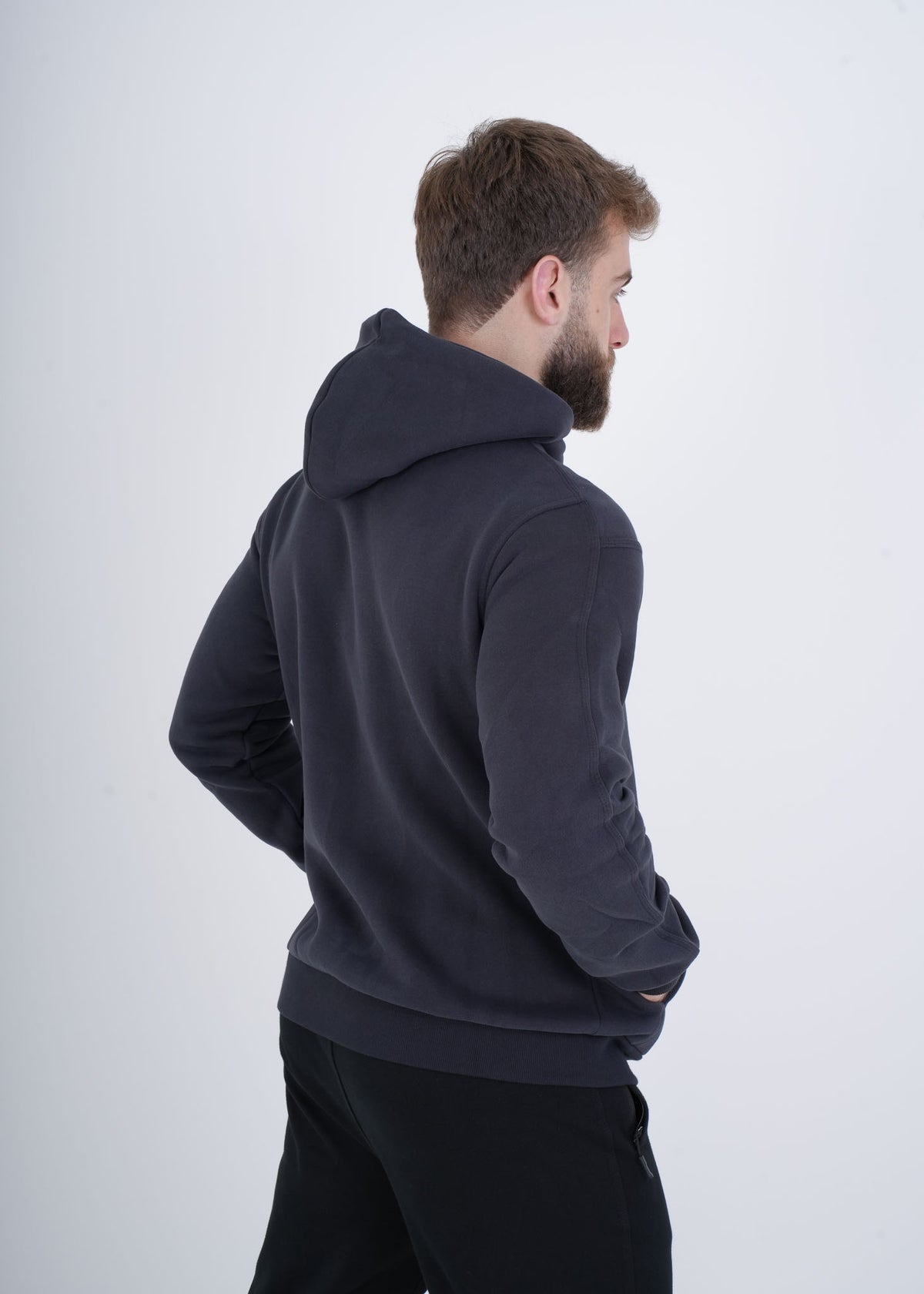Men's VAN MILE VNML Full Zip Hoodie in Dark Gray – back view