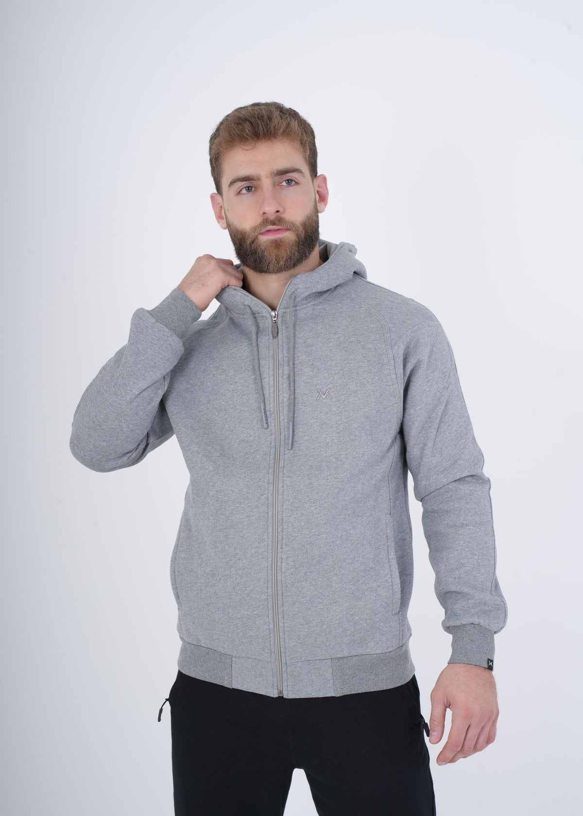 Men's VAN MILE VNML Full Zip Hoodie in Cloud Gray – front view