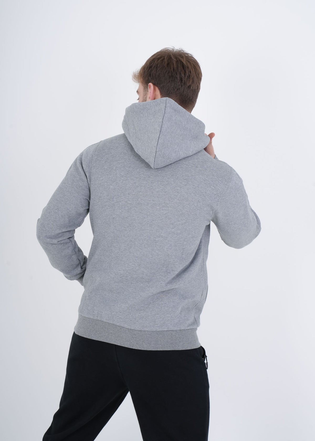 Men's VAN MILE VNML Full Zip Hoodie in Cloud Gray – back view