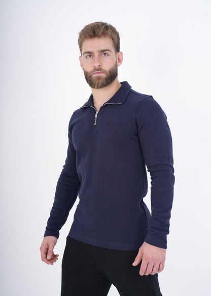 Men's VAN MILE VNML Half Zip Jacket in Navy – front view, angled
