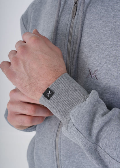Men's VAN MILE VNML Full Zip Hoodie in Cloud Gray – cuff logo detail