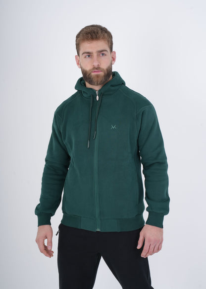 Men's VAN MILE VNML Full Zip Hoodie in British Racing Green – front view
