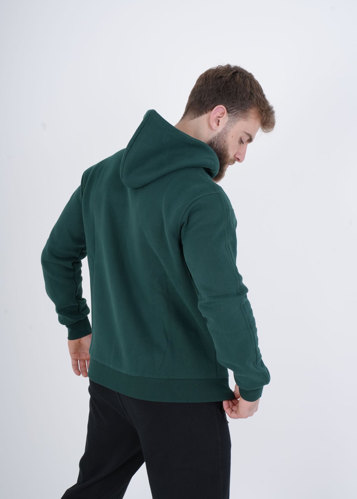 Men's VAN MILE VNML Full Zip Hoodie in British Racing Green – back view
