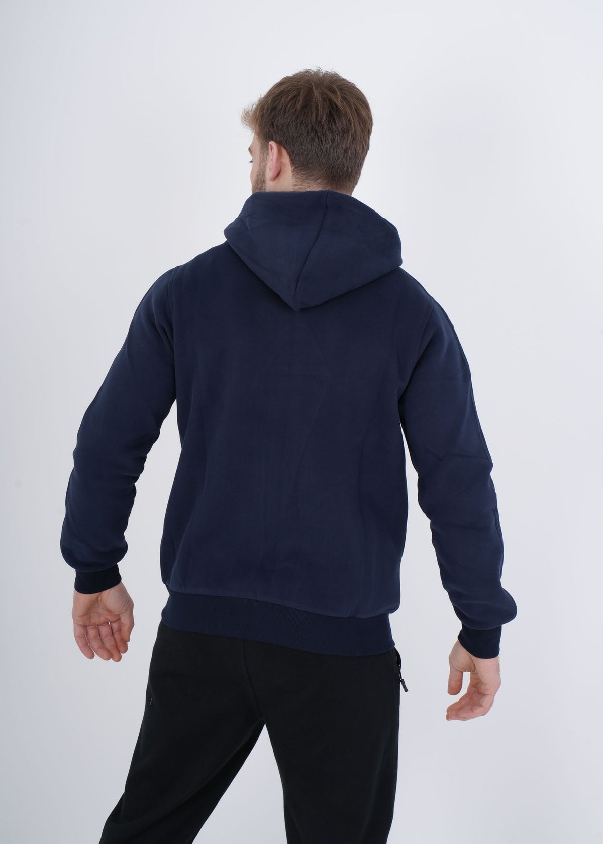 Men's VAN MILE VNML Full Zip Hoodie in Navy – back view