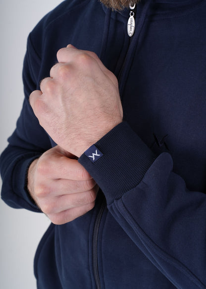 Men's VAN MILE VNML Full Zip Hoodie in Navy – cuff logo detail