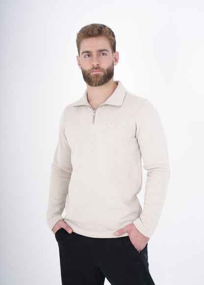 Men's VAN MILE VNML Half Zip Jacket in Beige – front view