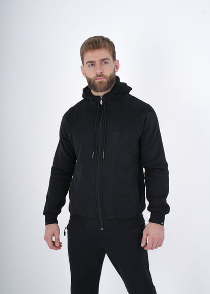 Men's VAN MILE VNML Full Zip Hoodie in Black – front view