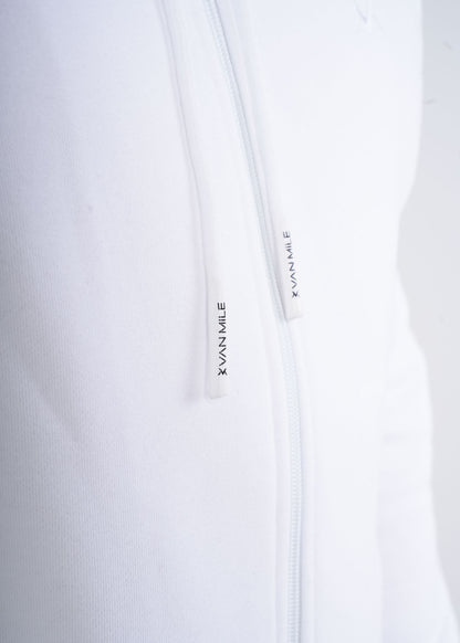 Men's VAN MILE VNML Full Zip Hoodie in White – drawstring detail