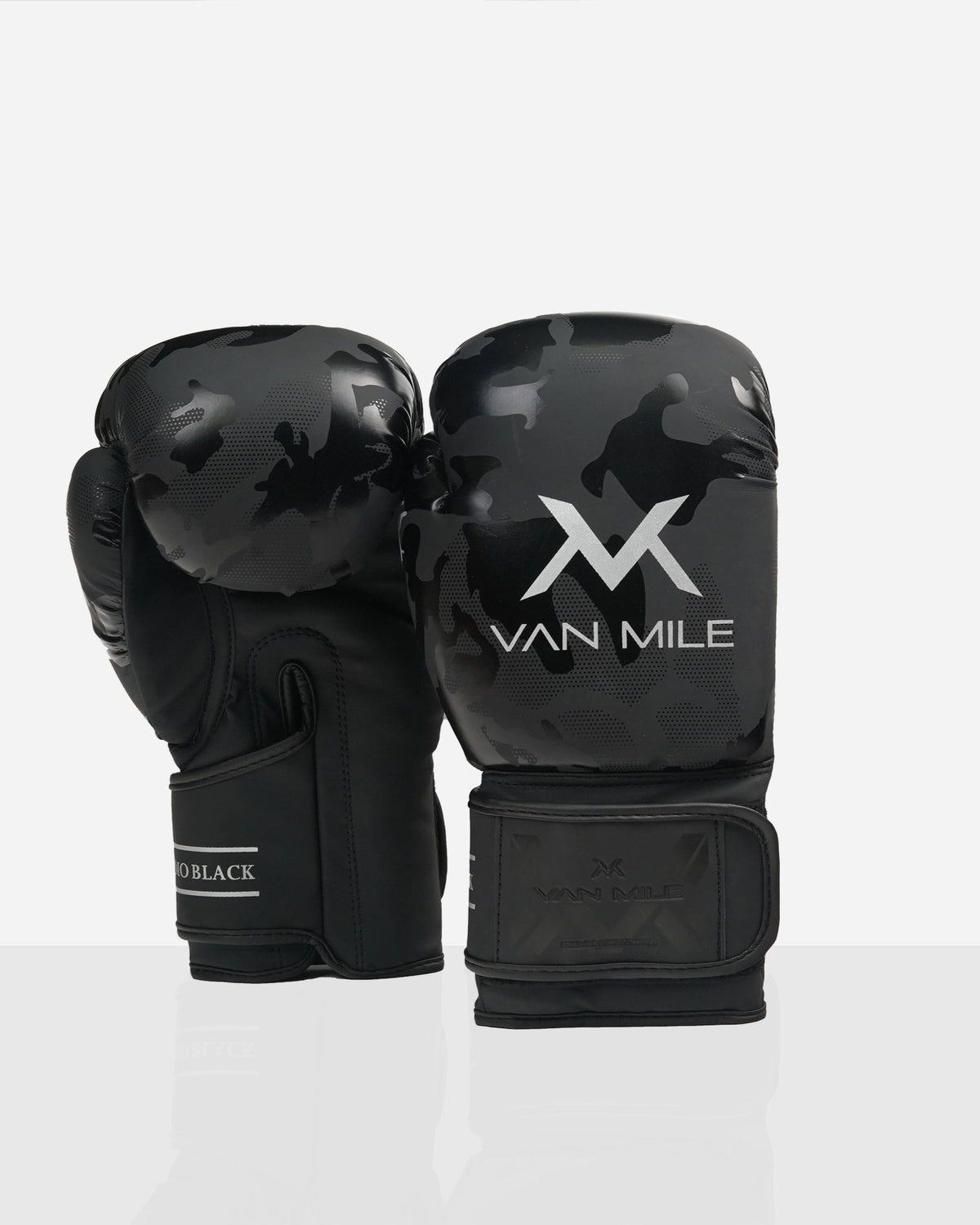 VAN MILE PU 4.0 Boxing Gloves in Camo Black – pair shown