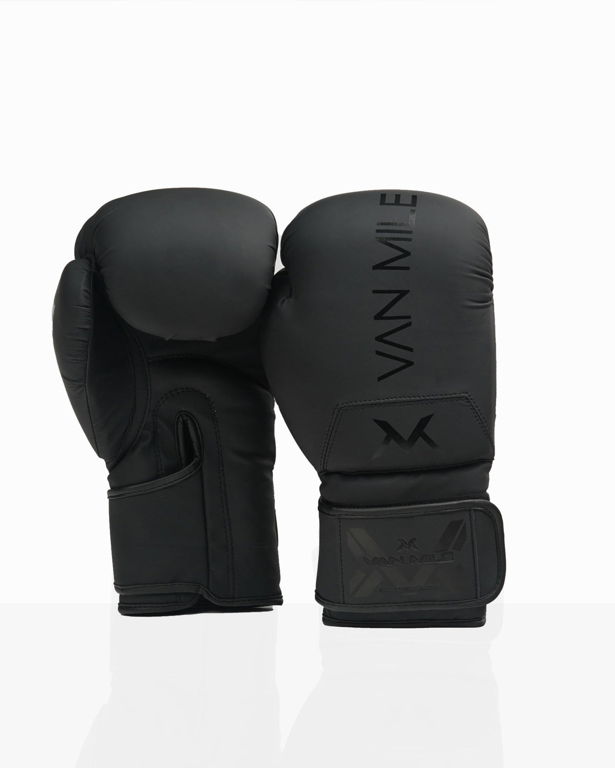 VAN MILE PU 4.0 Boxing Gloves in Matte Black – pair shown