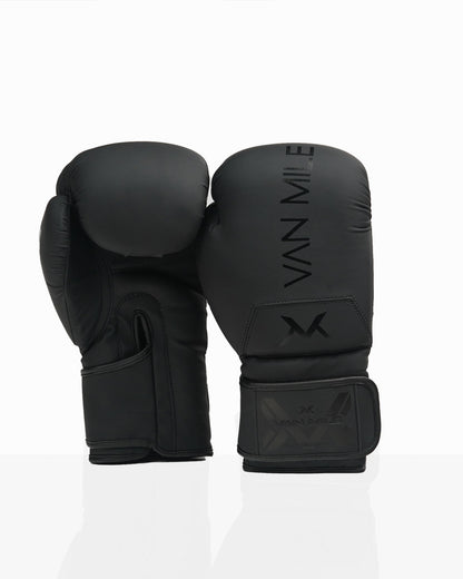 VAN MILE PU 4.0 Boxing Gloves in Matte Black – pair shown