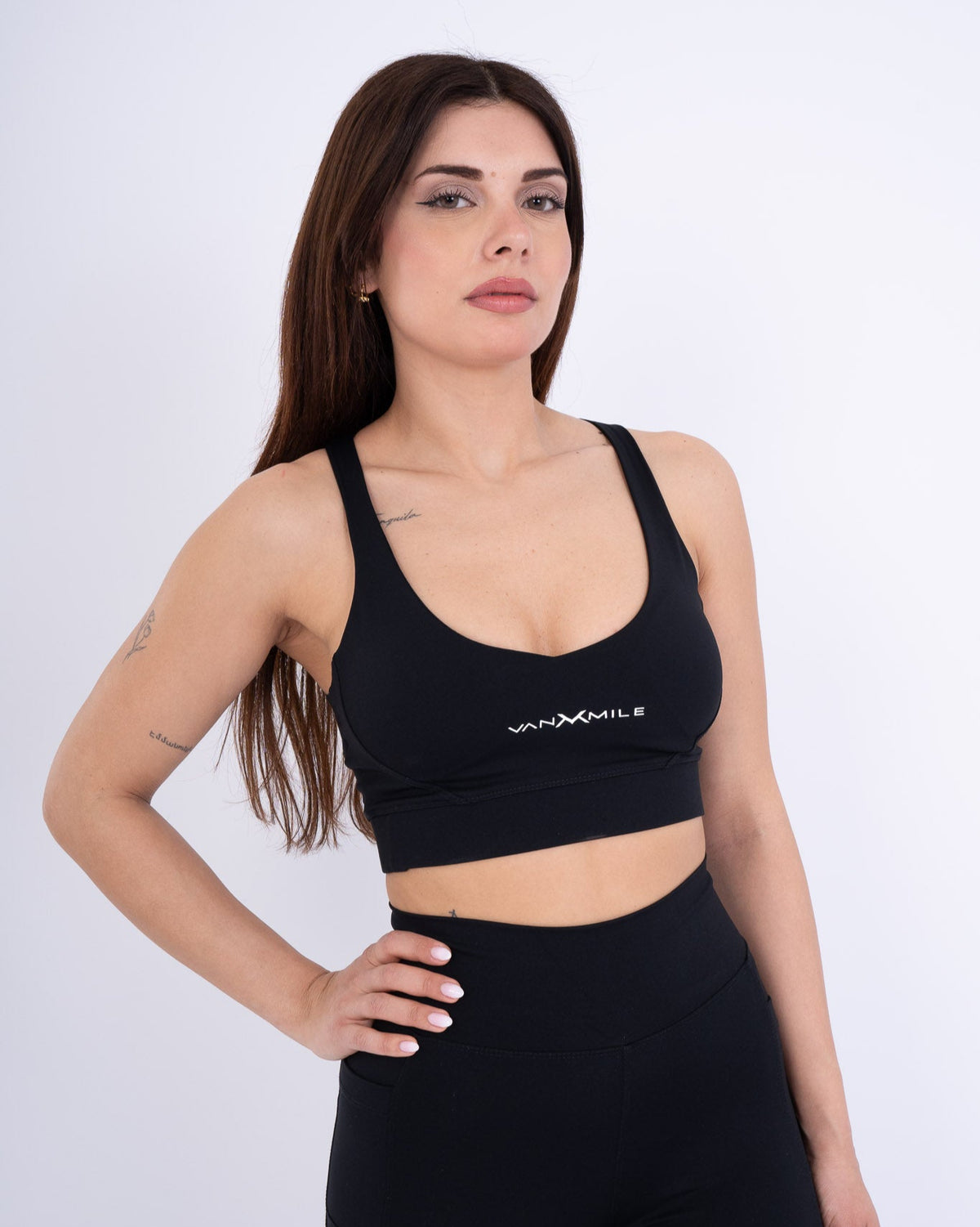 Women's VAN MILE Reborn Sports Bra in Black – front view