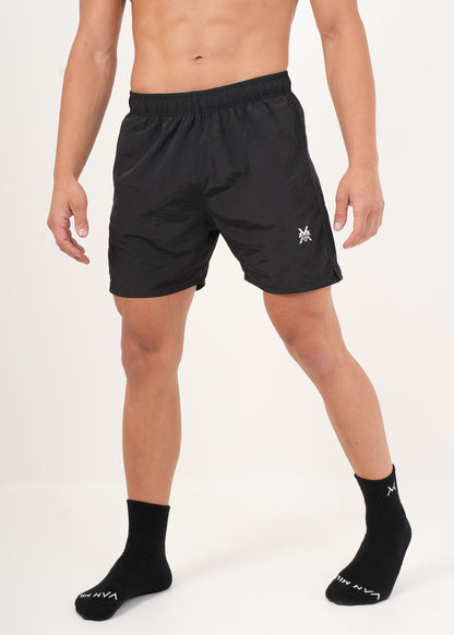 Men's VAN MILE HYDROFLEX Swim Short in Black – front view