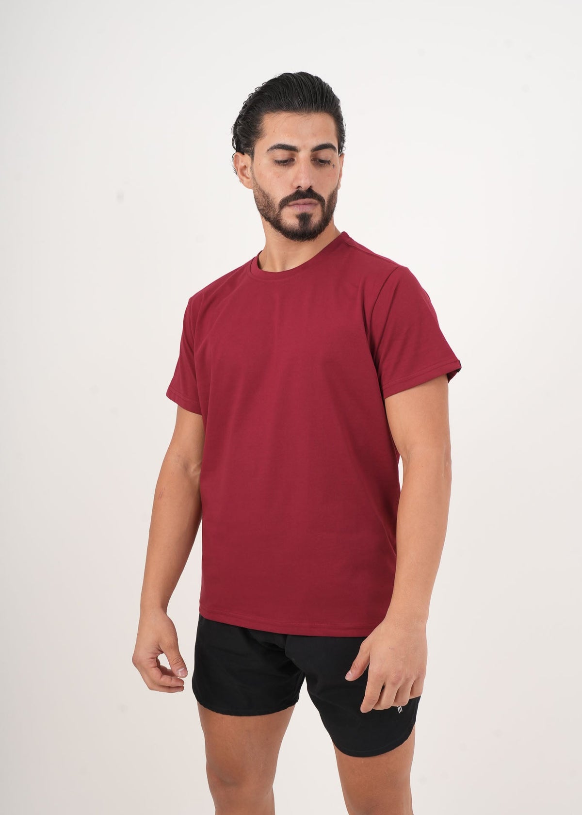 Men's VAN MILE Basic T-Shirt in Burgundy – front view
