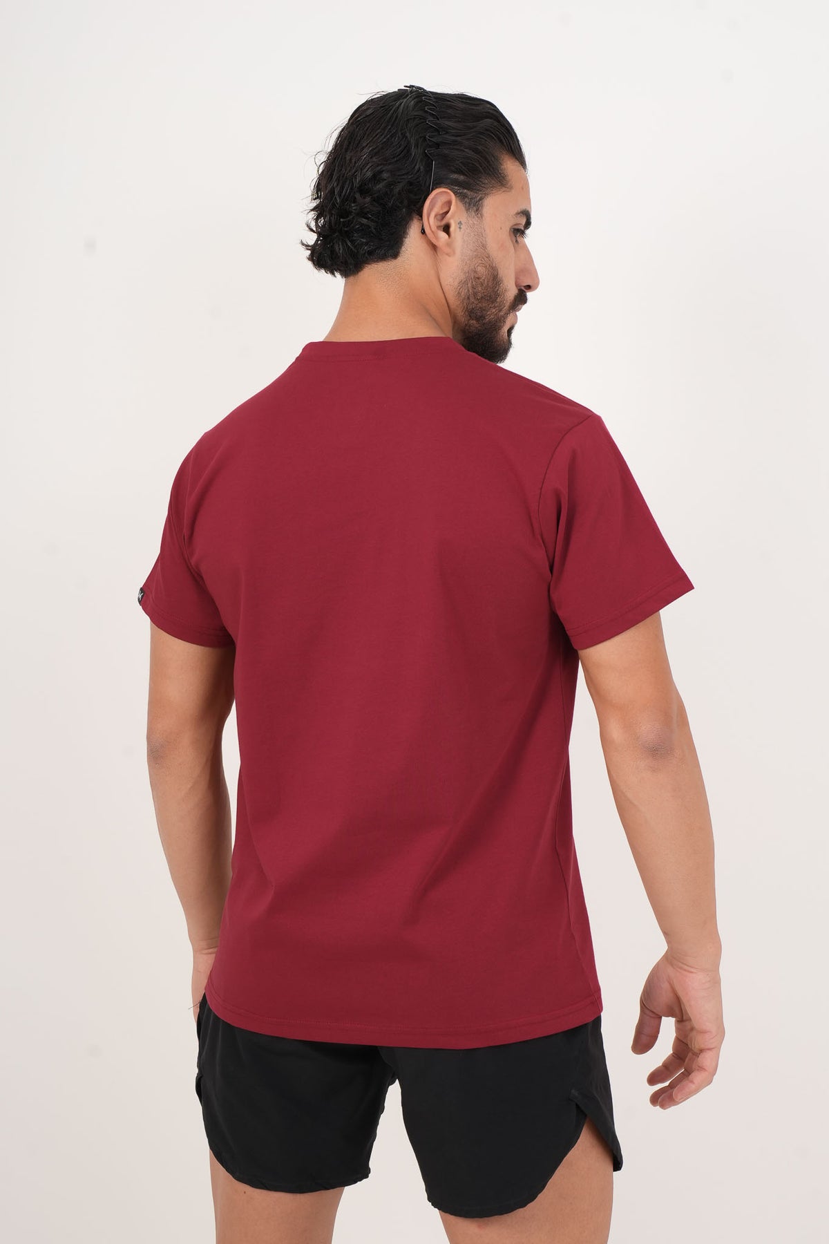 Men's VAN MILE Basic T-Shirt in Burgundy – back view