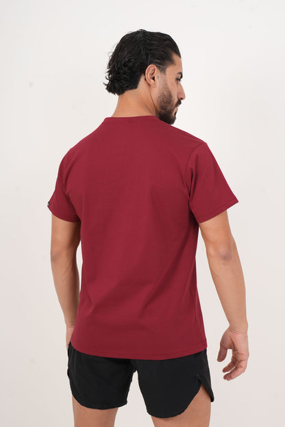 Men's VAN MILE Basic T-Shirt in Burgundy – back view