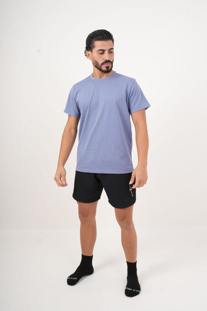 Men's VAN MILE Basic T-Shirt in Baby Blue – full-length front view