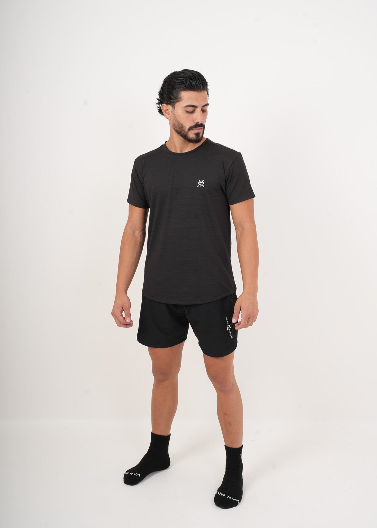 Men's VAN MILE MOTION Quick-Dry T-Shirt in Black – full-length front view