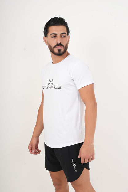 Men's VAN MILE ORIGIN Quick-Dry T-Shirt in White – angled front view