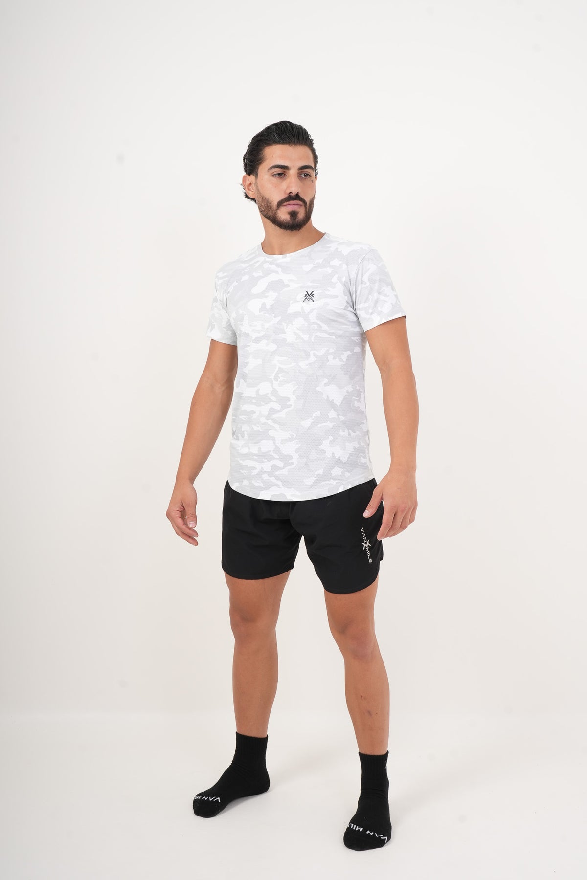 Men's VAN MILE ARMY Quick-Dry T-Shirt in White – full-length front view
