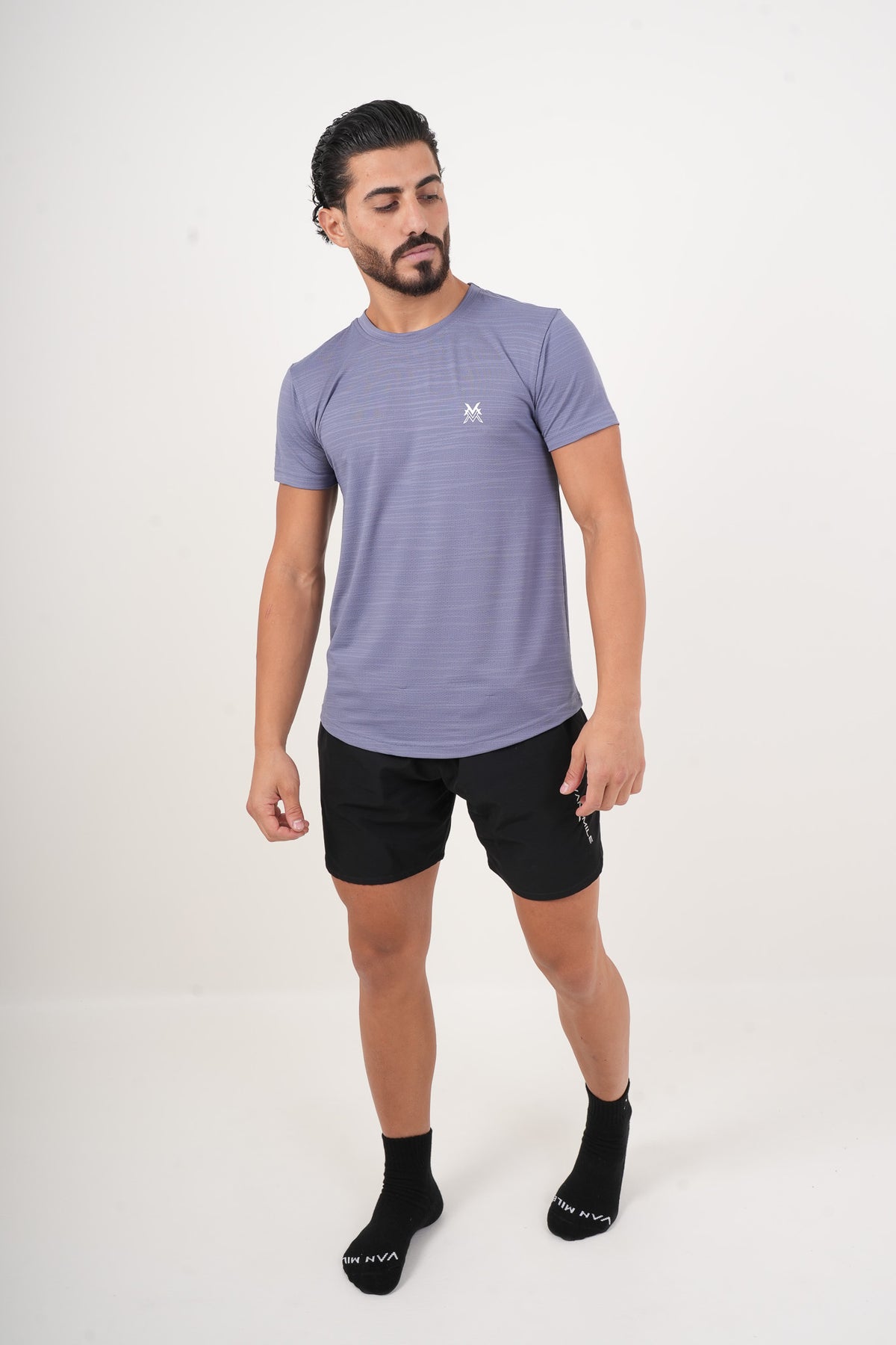 Men's VAN MILE MOTION Quick-Dry T-Shirt in Baby Blue – full-length front view