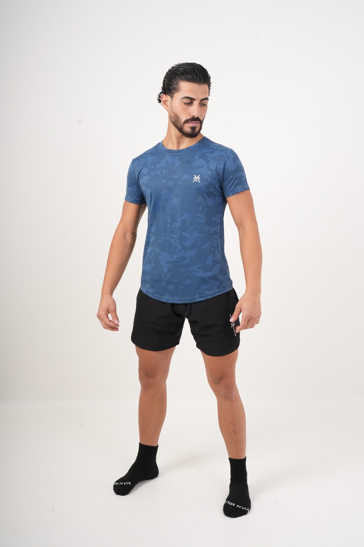 Men's VAN MILE ARMY Quick-Dry T-Shirt in Blue – full-length front view