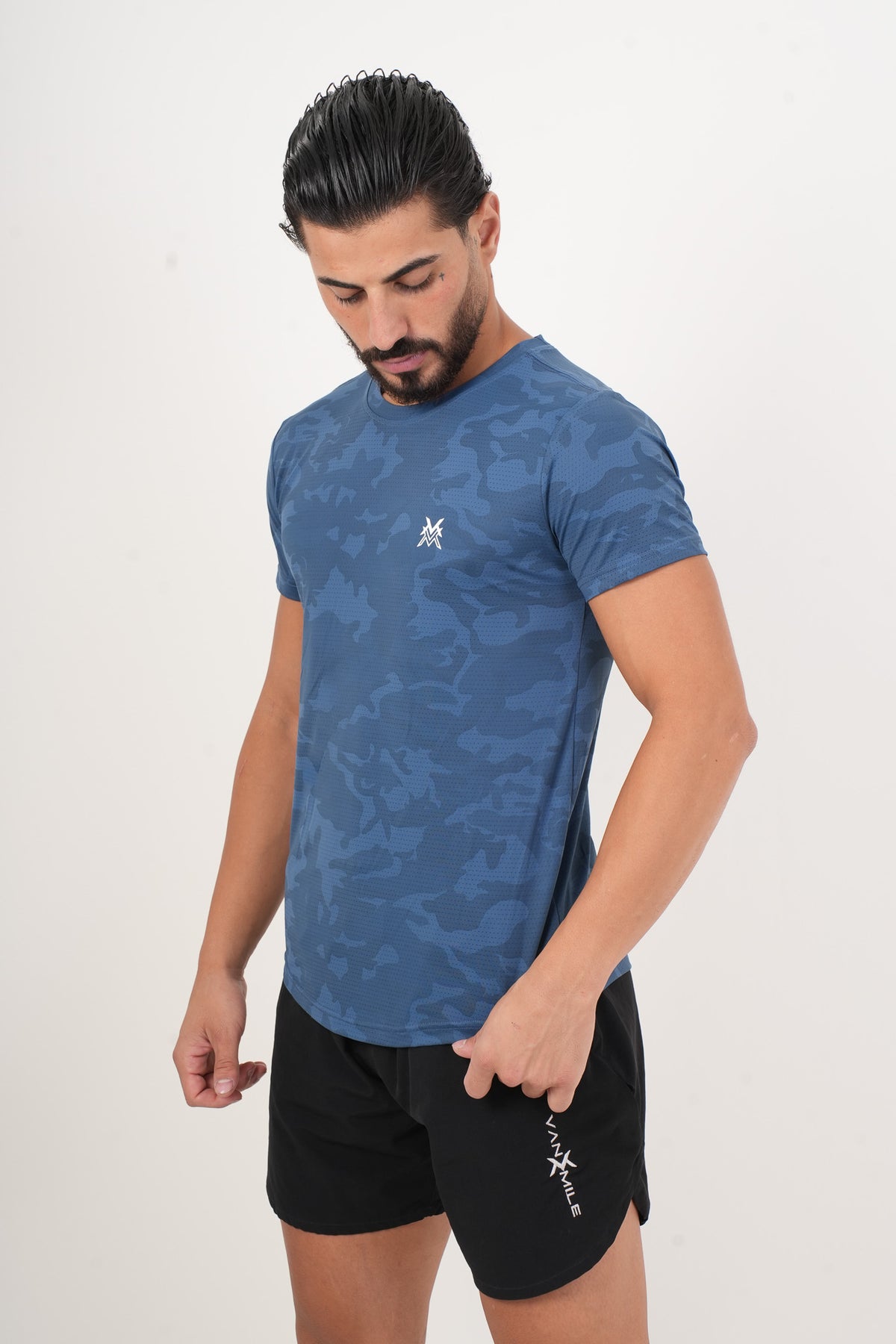 Men's VAN MILE ARMY Quick-Dry T-Shirt in Blue – side view