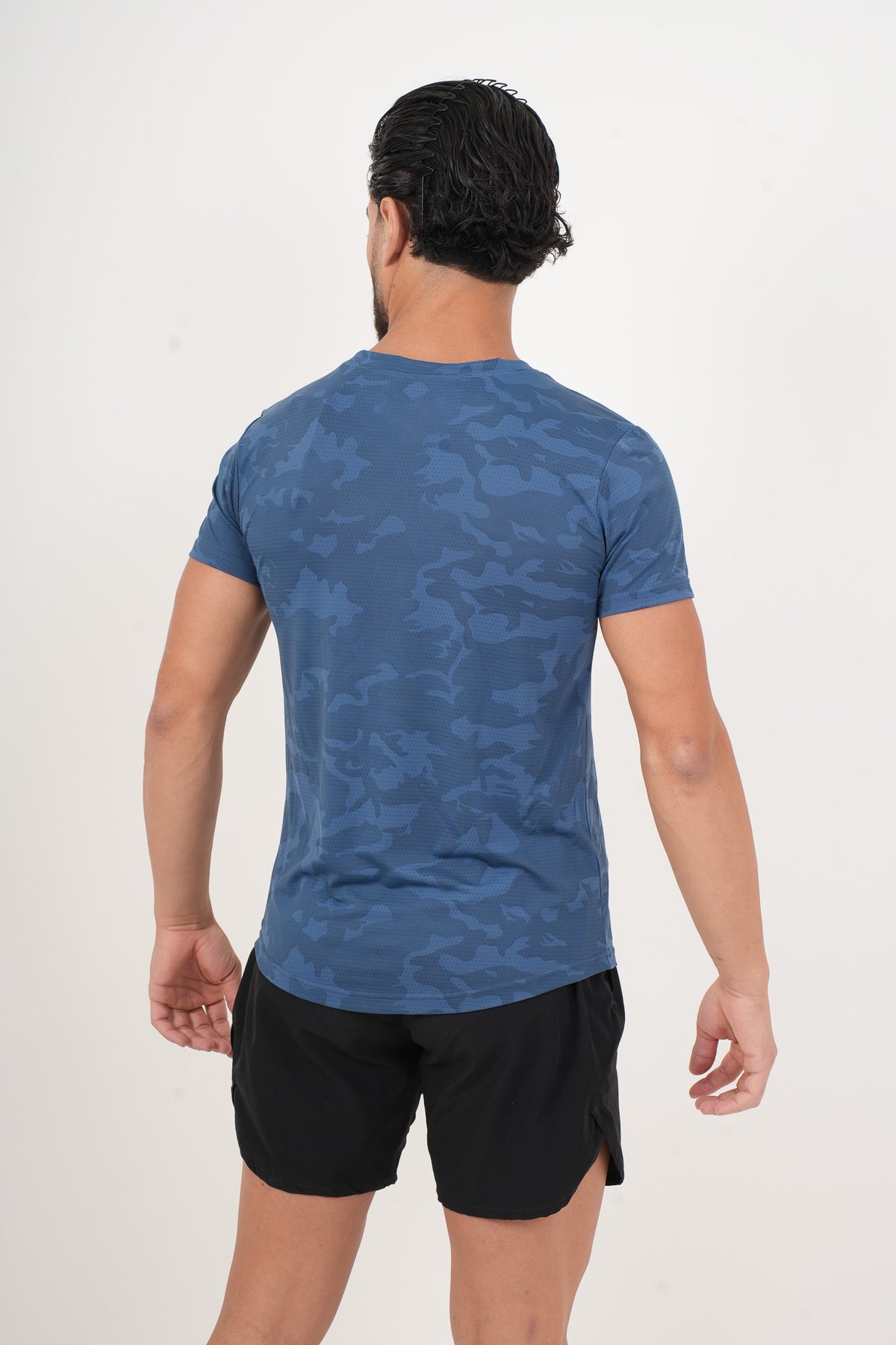 Men's VAN MILE ARMY Quick-Dry T-Shirt in Blue – back view