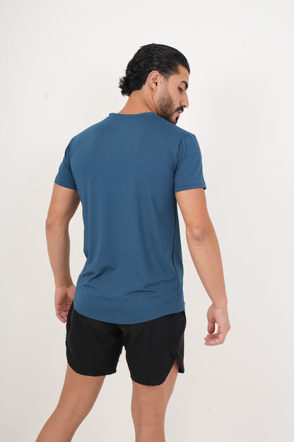 Men's VAN MILE ORIGIN Quick-Dry T-Shirt in Aqua Blue – back view