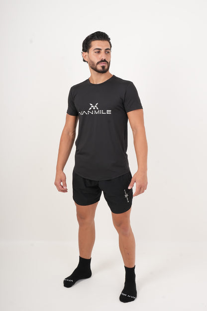 Men's VAN MILE ORIGIN Quick-Dry T-Shirt in Black – full-length front view
