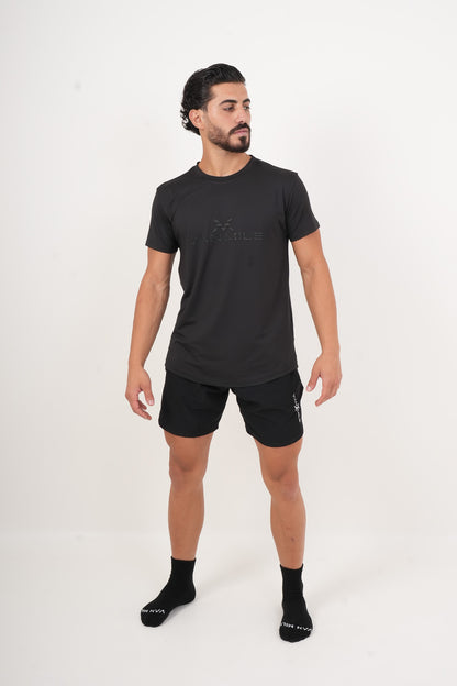 Men's VAN MILE ORIGIN Quick-Dry T-Shirt in Black On Black – full-length front view