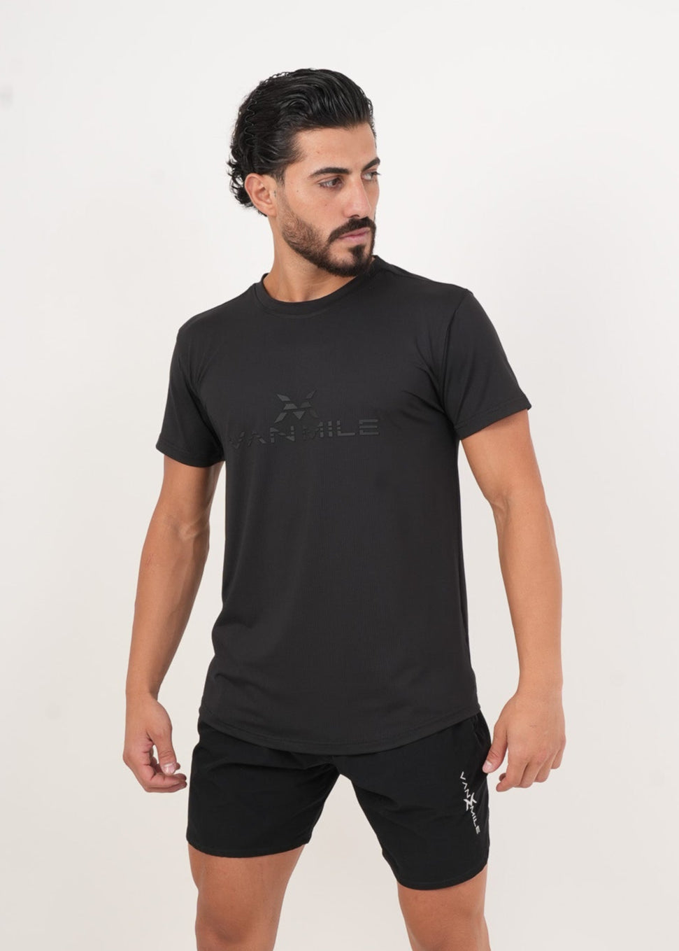 Men's VAN MILE ORIGIN Quick-Dry T-Shirt in Black On Black – front view
