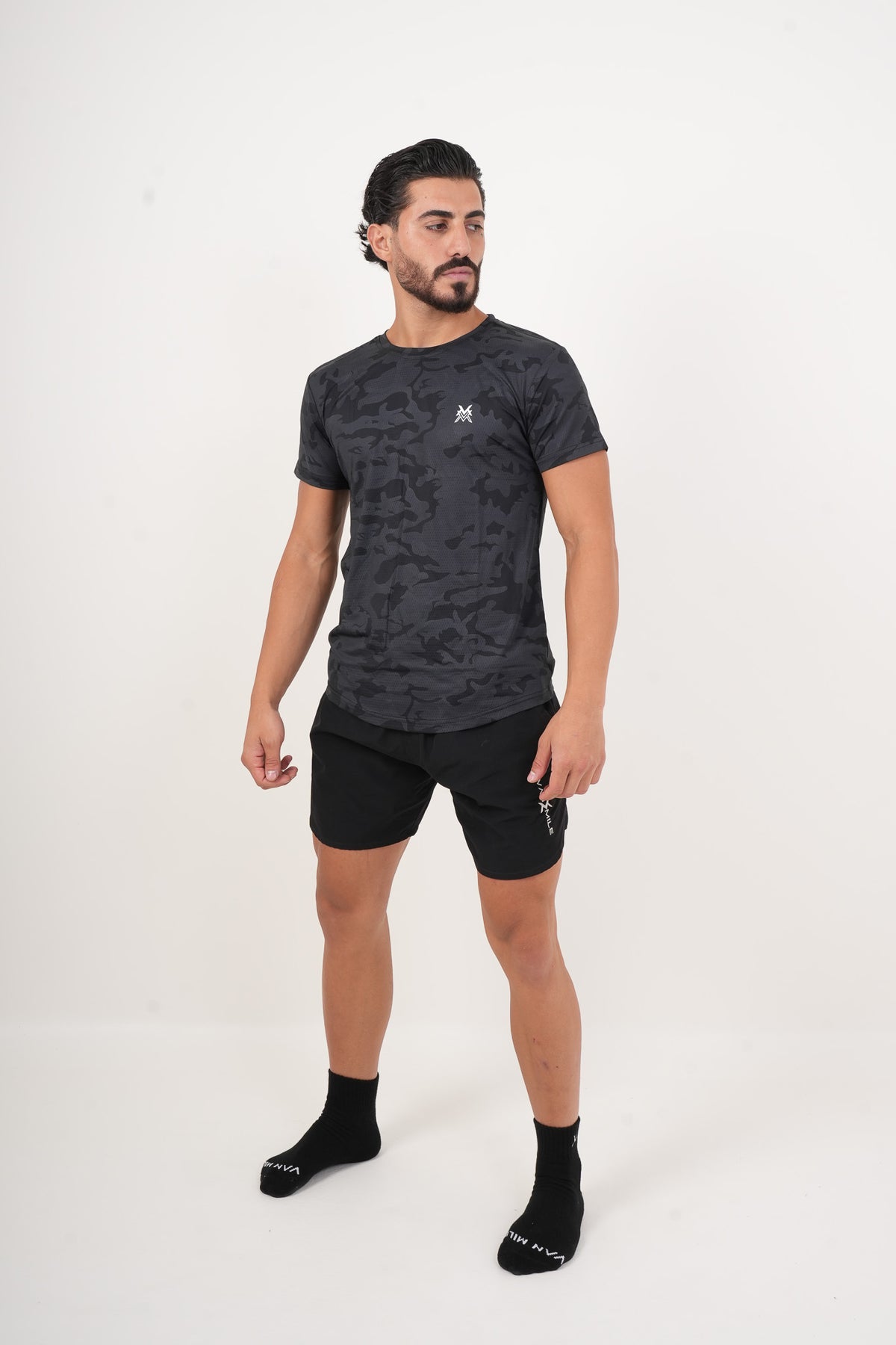 Men's VAN MILE ARMY Quick-Dry T-Shirt in Black – full-length front view
