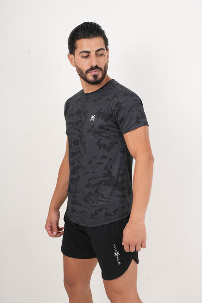 Men's VAN MILE ARMY Quick-Dry T-Shirt in Black – angled front view