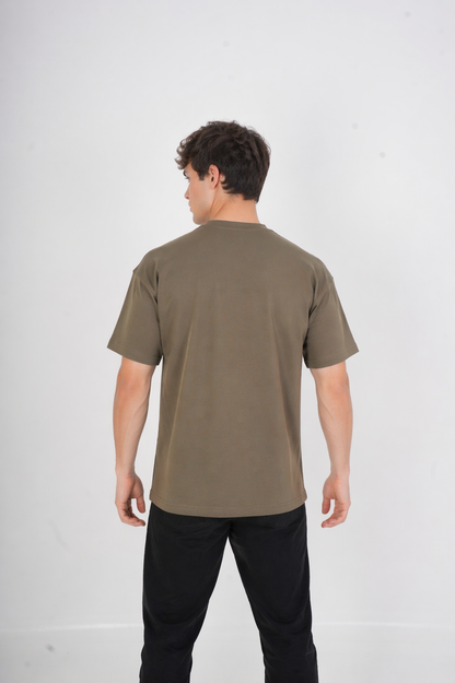 Men's VAN MILE SIGNATURE Oversized T-Shirt in Olive Green – back view