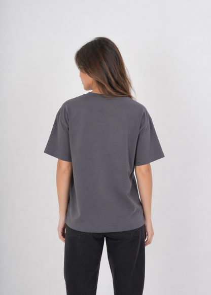 Women's VAN MILE SIGNATURE Oversized T-Shirt in Grey – back view