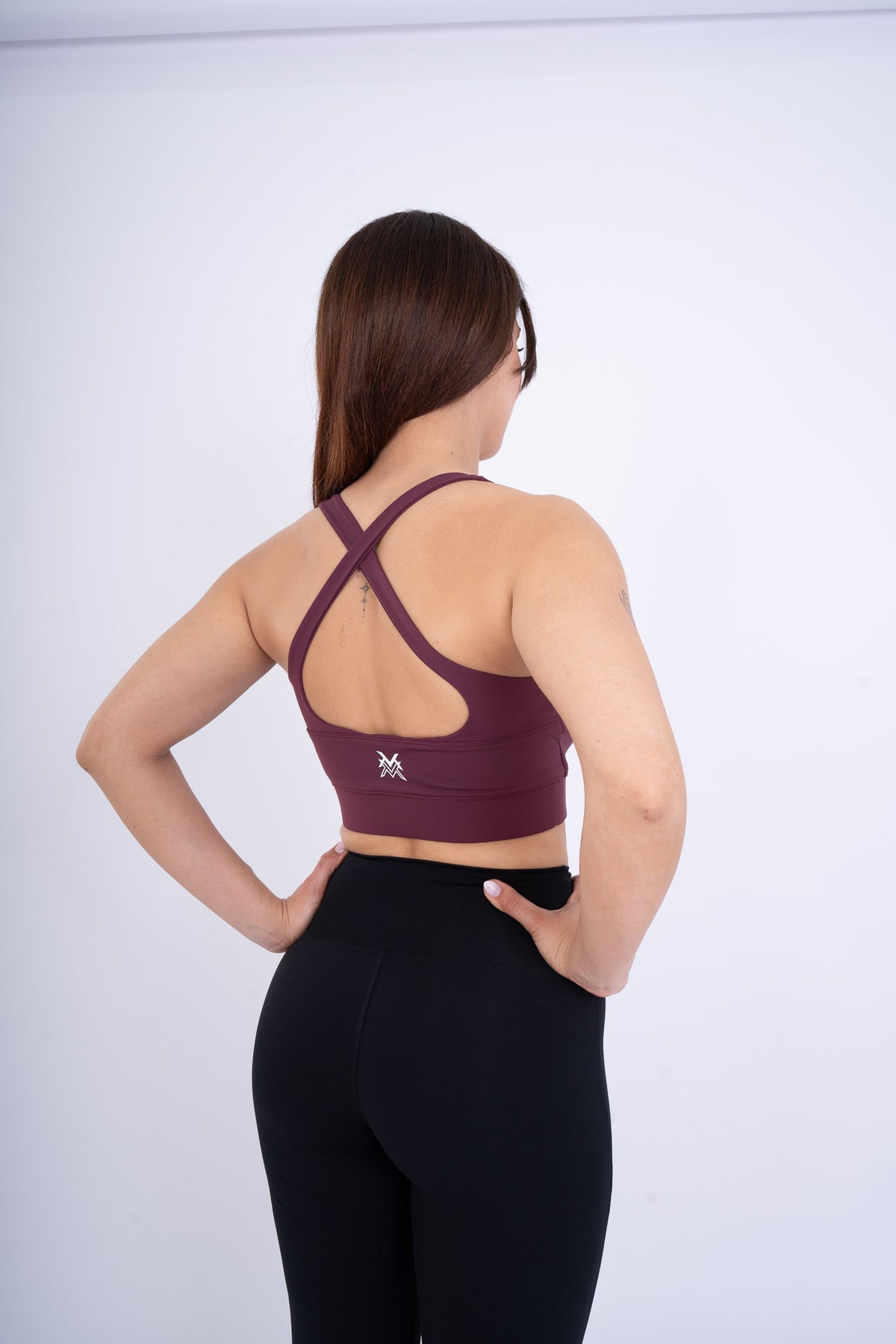 Women's VAN MILE Reborn Sports Bra in Burgundy – back view