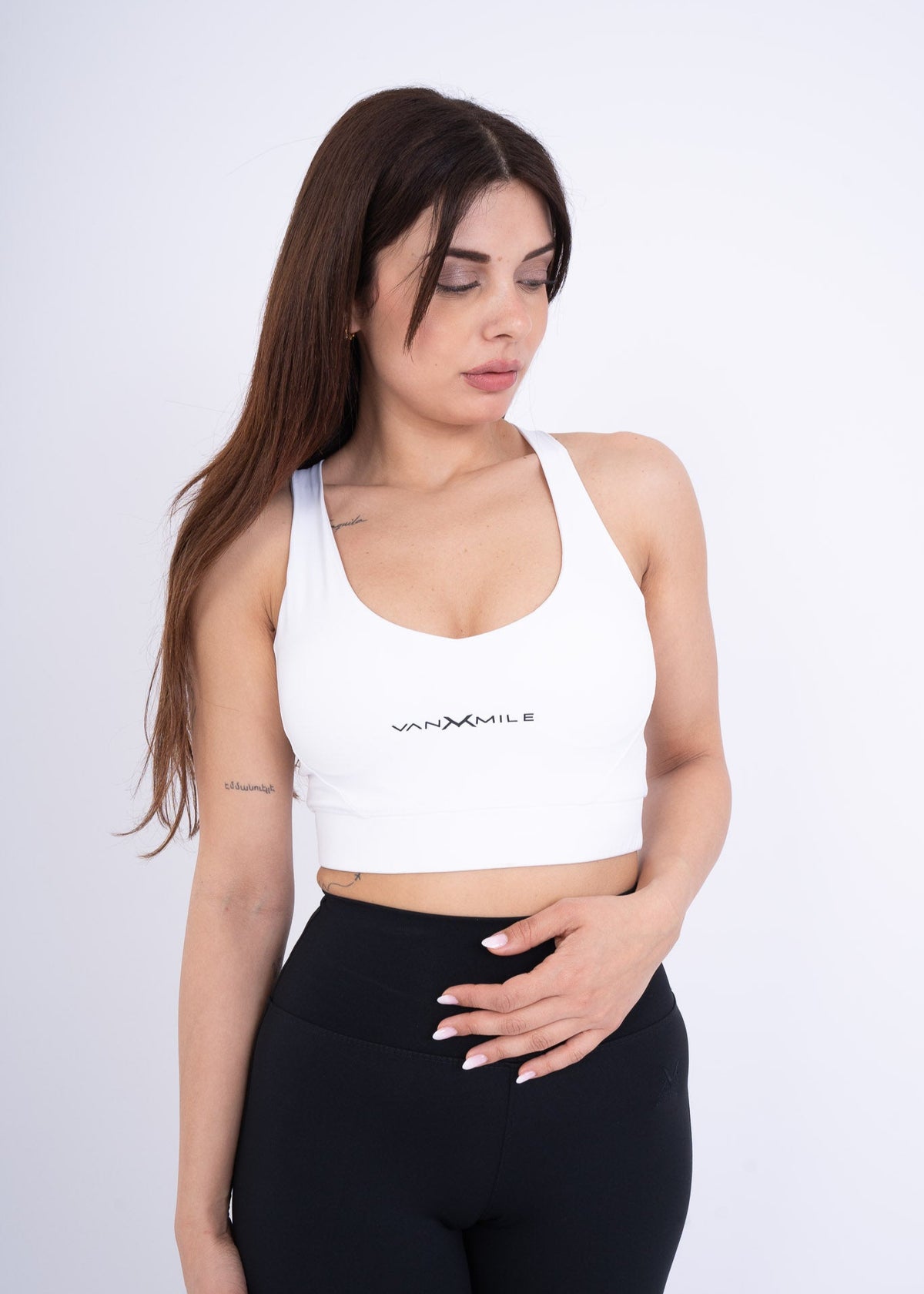 Women's VAN MILE Reborn Sports Bra in White – front view