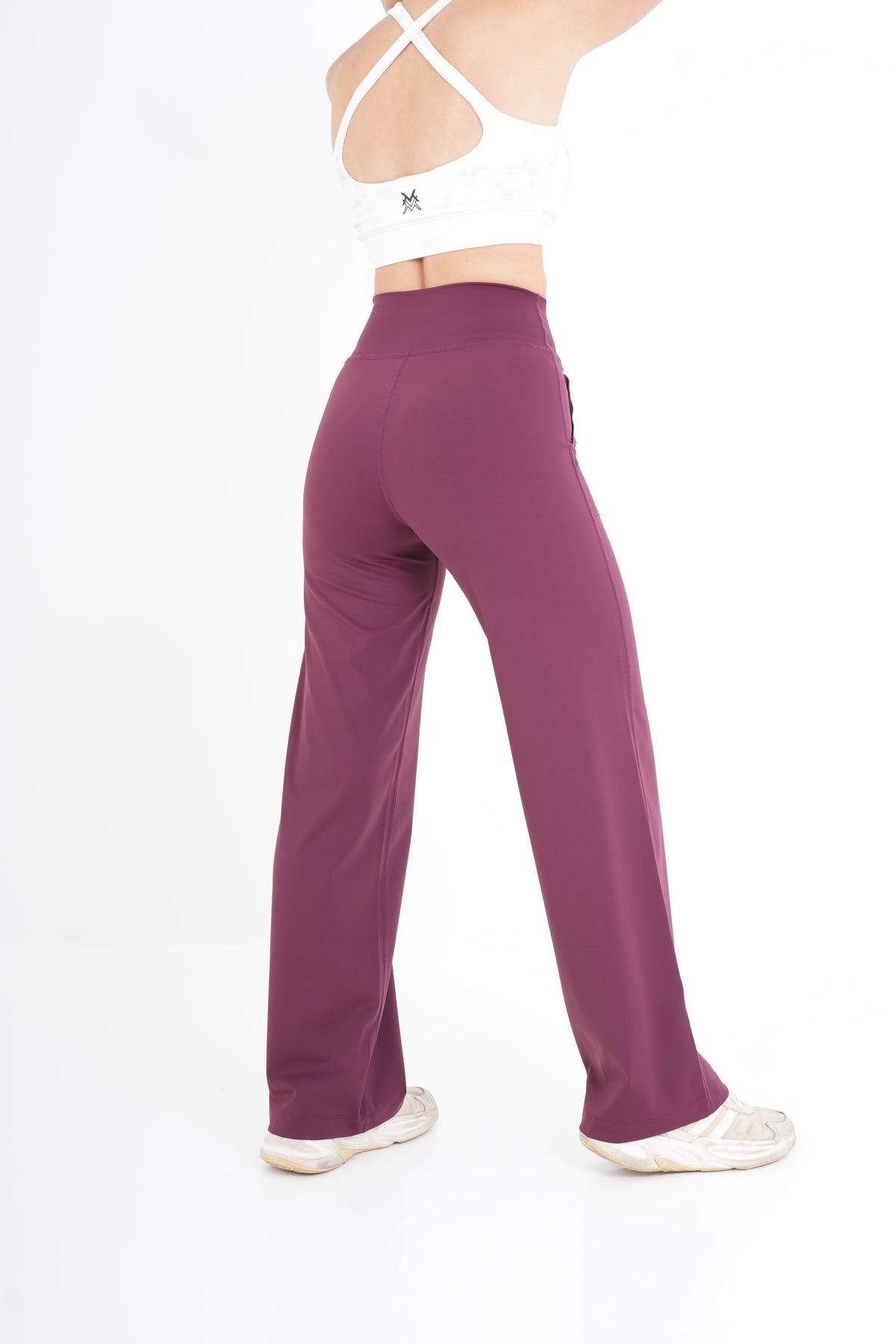 Women's VAN MILE PULSE Flared Leggings in Ruby – back view