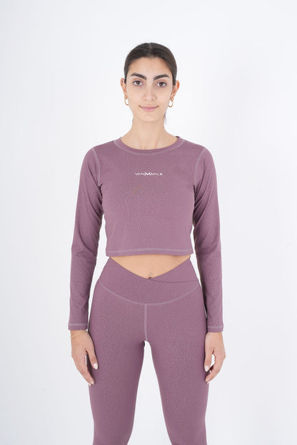 Women's VAN MILE ACTV Two-Piece Cropped Set in Heather Rose – front view