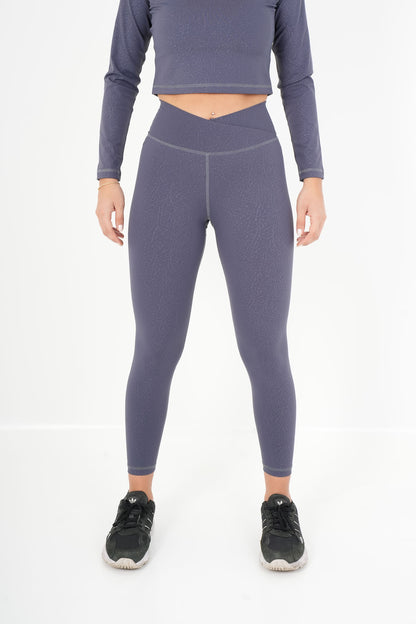 Women's VAN MILE ACTV Two-Piece Cropped Set in Slate Grey – front view of the leggings