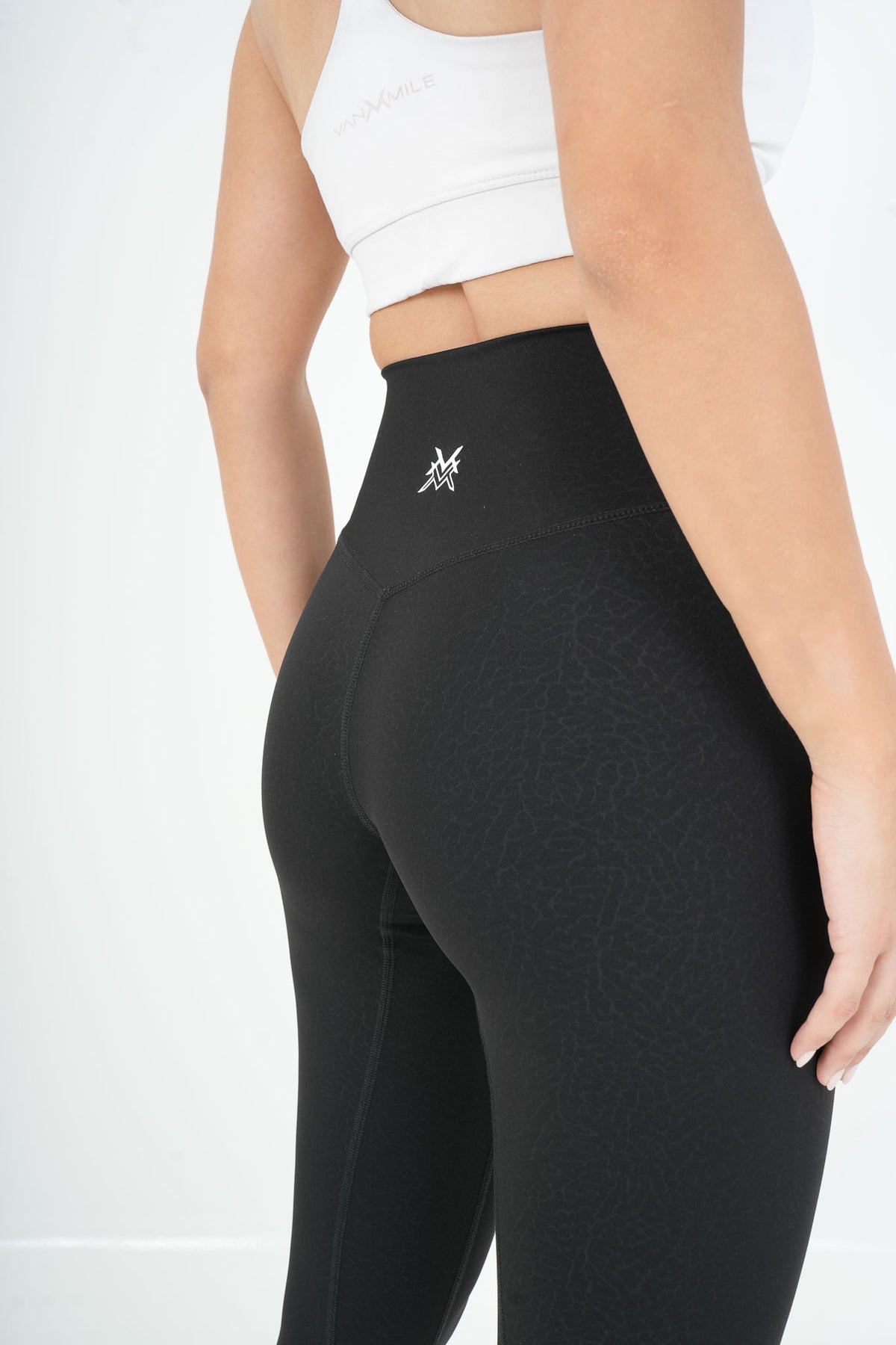 Women's VAN MILE ACTV Two-Piece Cropped Set in Black – back view of the leggings