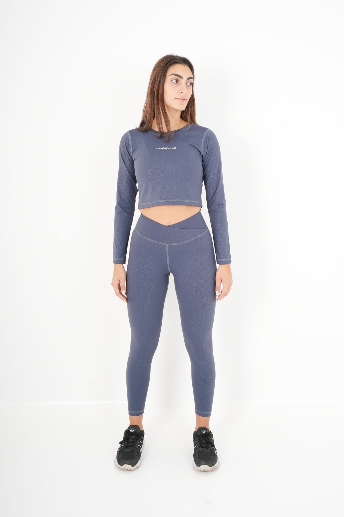 Women's VAN MILE ACTV Two-Piece Cropped Set in Baby Blue – full-length front view