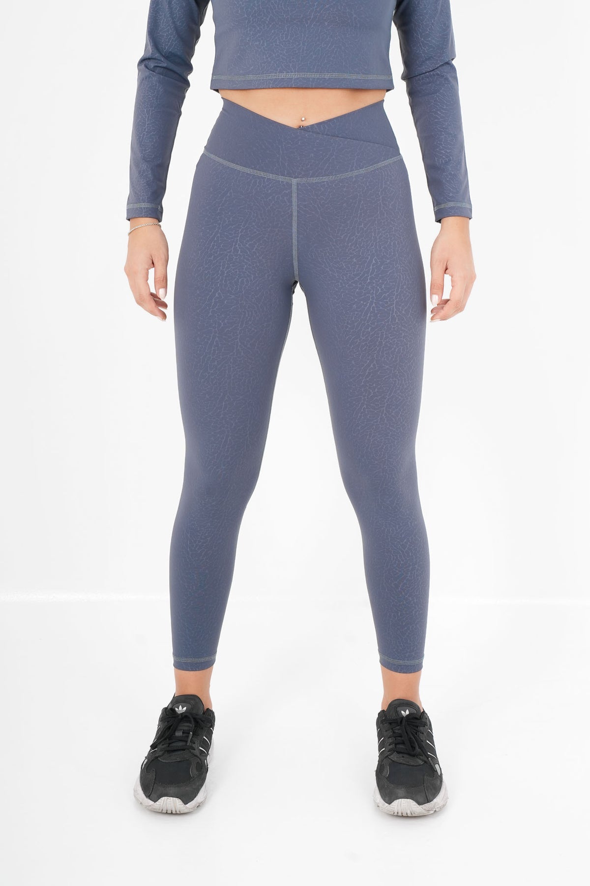 Women's VAN MILE ACTV Two-Piece Cropped Set in Baby Blue – front view of the leggings