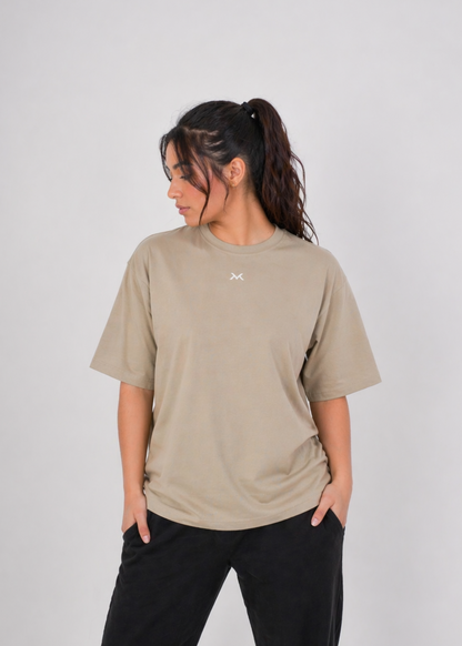 Women's VAN MILE ONEMOREREP Oversized T-Shirt in Desert Tan – front view