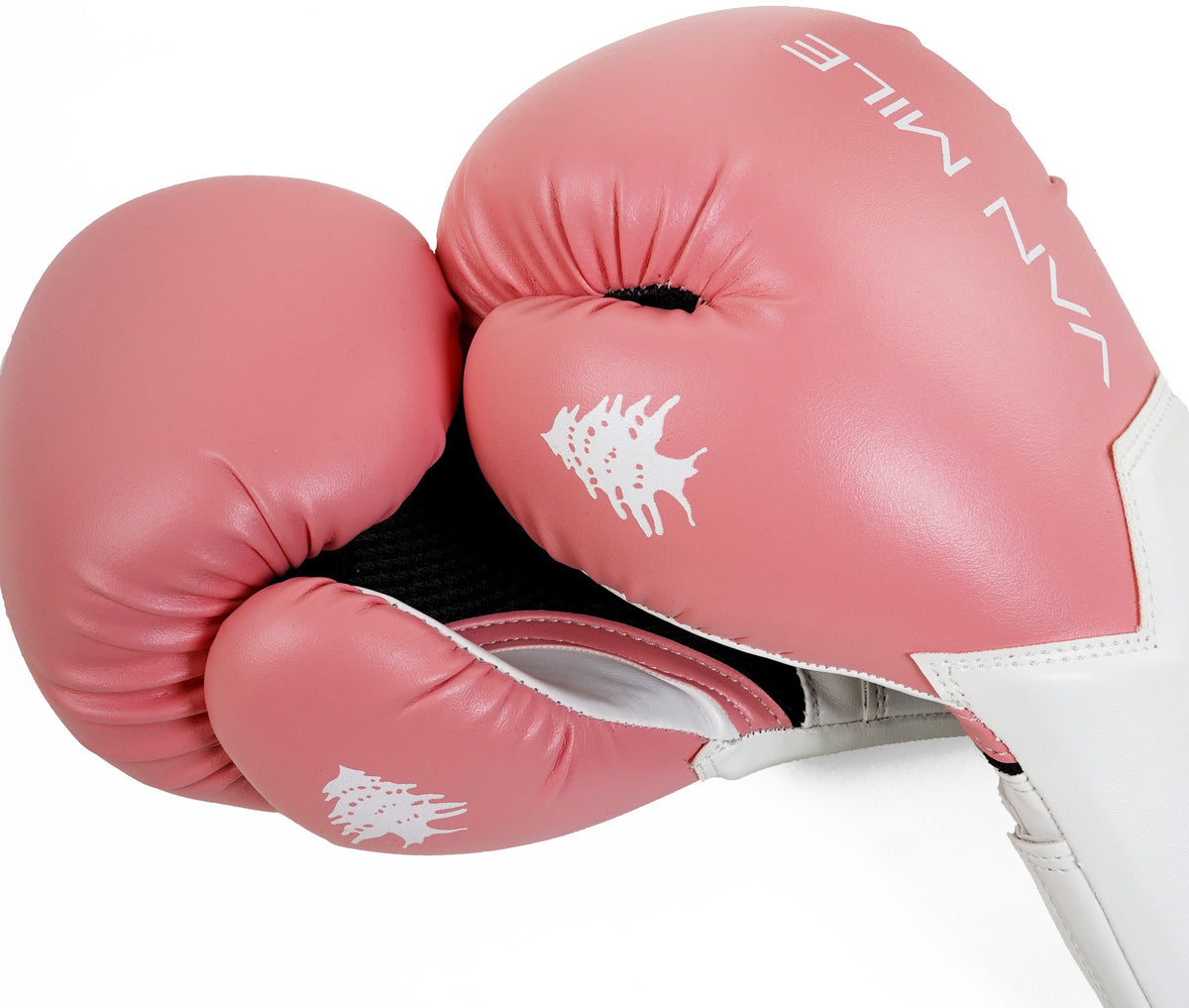 VAN MILE PU 3.0 Boxing Gloves in Pink & White – detail view