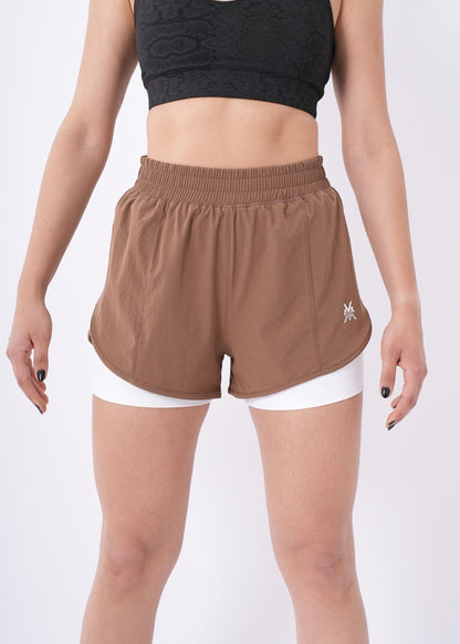 Women's VAN MILE Aurora Compression Shorts in Brown – front view