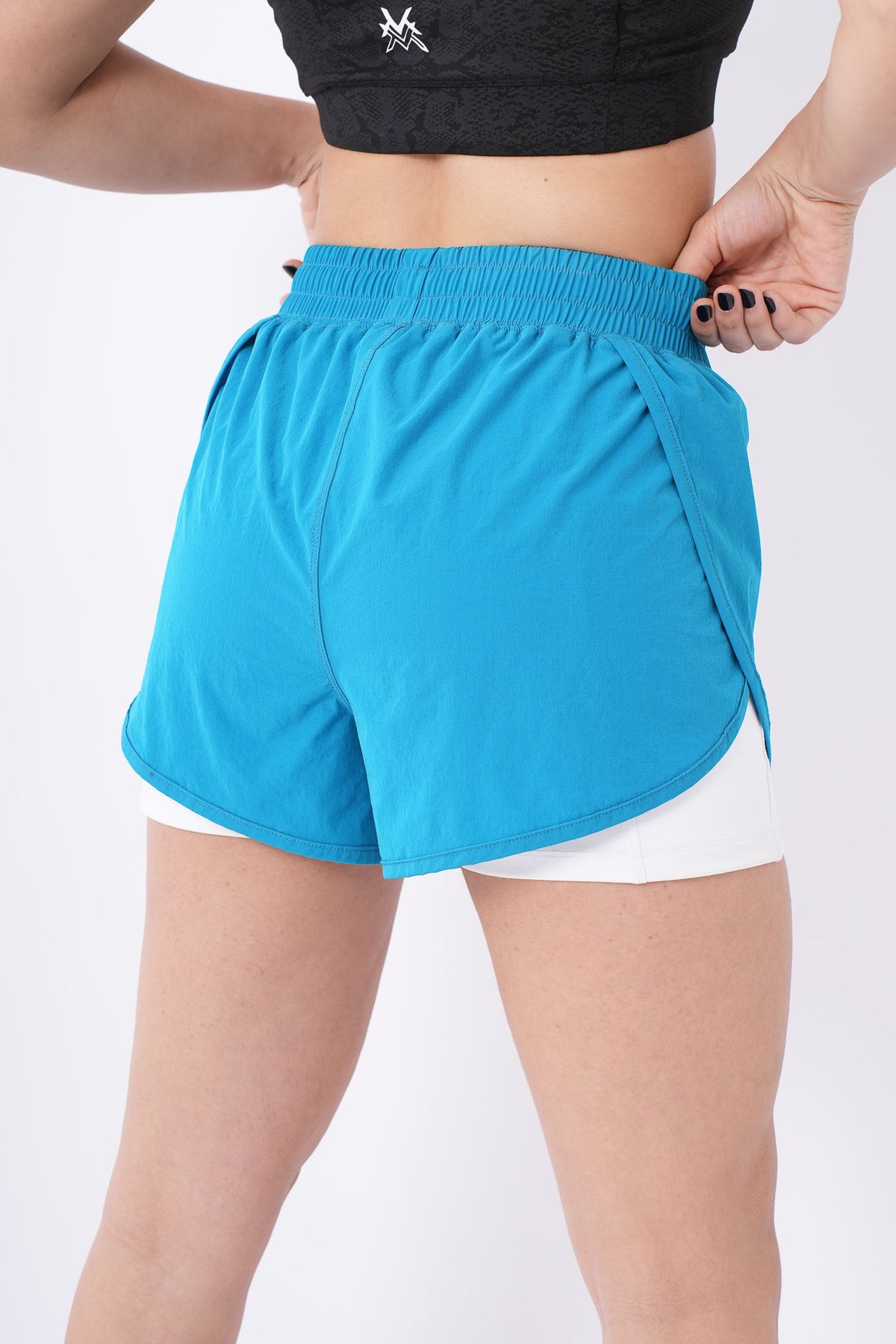 Women's VAN MILE Aurora Compression Shorts in Sky Blue – back view