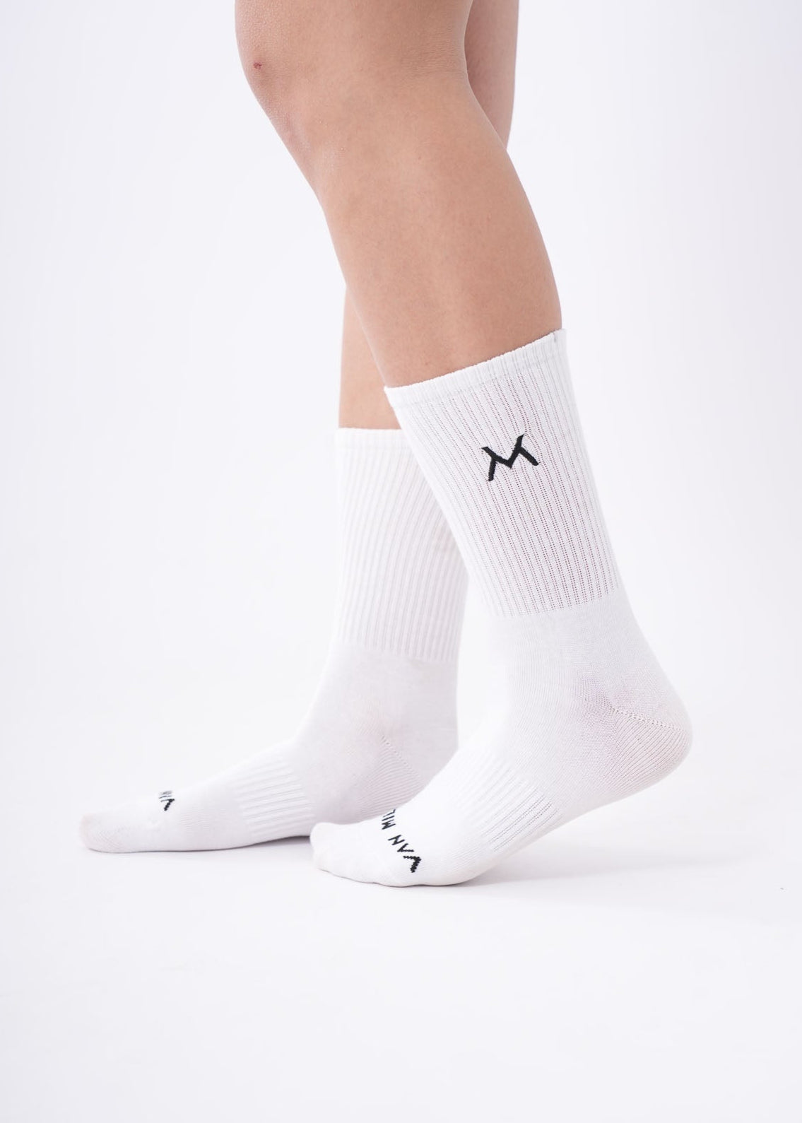 VAN MILE Origin Crew Socks in White – side view