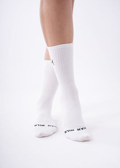 VAN MILE Origin Crew Socks in White – front view